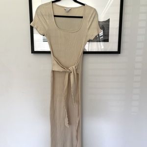 TOPSHOP Cream MIDI Dress w/ Tie Size 6